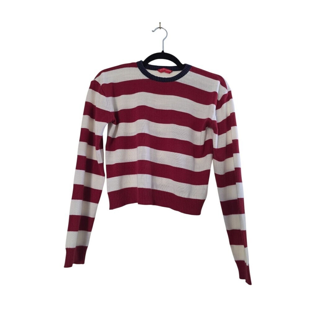 penshoppe Women's Striped Sweater Size Small Crop Top Red White